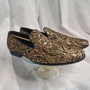 Giorgio Brutini Men's Black Gold Sparkle Slip On Cabal Loafer Size 8M